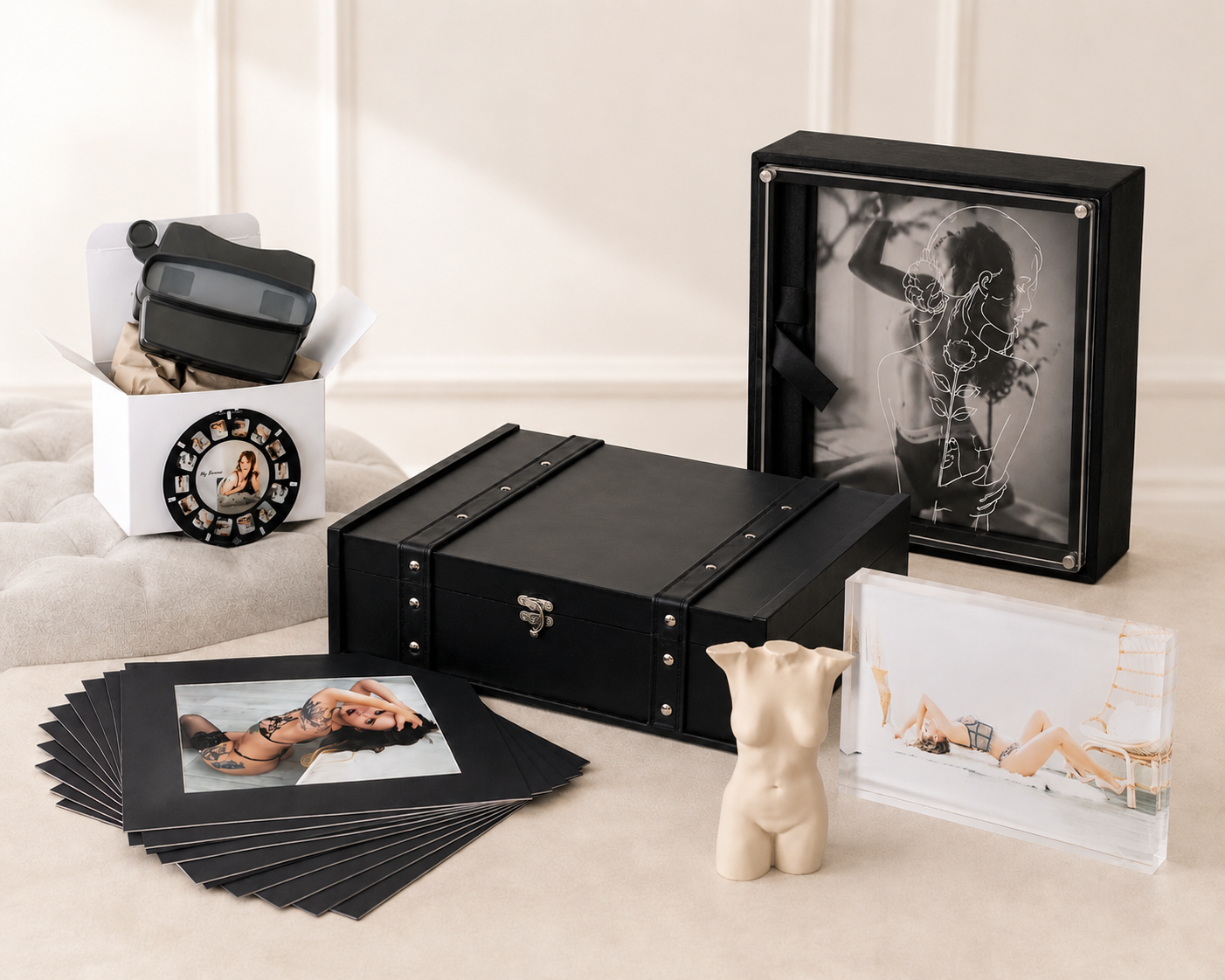 Beautiful heirloom boudoir photography pieces provided by OC Boudoir a luxury boudoir photography experience